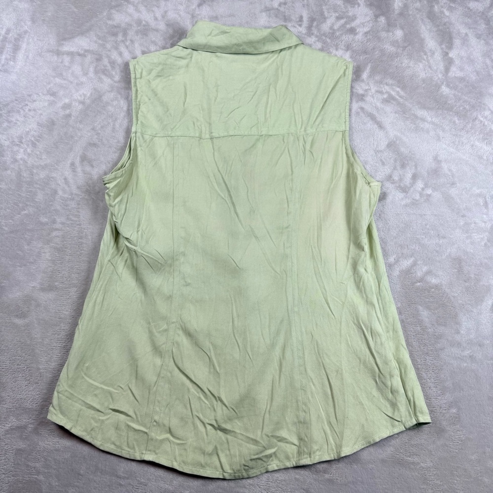 Talbots Collection 100% Silk Sleeveless Button Down Blouse Light Green Size 6 - Picture 3 of 7